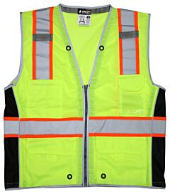 Mcr Safety Survcl2Lx3 Class 2, Surveyor, 2” Silver/Orange, Black Side Panels, Zipper, 6 Pockets, Zipper, Yellow, Size 3X-Large
