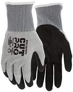 Mcr Safety 9273Spum Gloves Cutpro A9, “Hypermax®”, 13 Gauge, Gray Hypermax Shell, Black Sandy Pu Palm/Fingers, A9, Abr4, P3, Size Medium