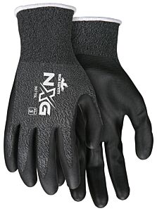 Mcr Safety 96715M Gloves "Nxg" 15 Gauge Salt And Pepper Nylon Shell, Latex Free, Black Foam Nitrile, Palm/Fingers, Abrasion 3, Puncture 2, Size Medium