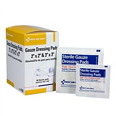 First Aid Only I228 Assorted Gauze Pads (24 Each 2" X 2", 24 Each 3" X 3")