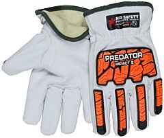 Mcr Safety Pd4971M Gloves Predator Cut Pro Goatskin Leather Driver, Tire Tread Tpr Back Of Hand, 360 Aramid Liner, Cut A7, Impact 2, Abr3, P3, H2, Size Medium