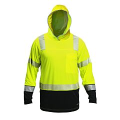 Kishigo 9189 Cool Touch Long Sleeve Hoodie T-Shirt, Class 3, Lime, Size 2X-Large