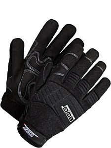 Bob Dale Gloves 20-1-10605B-L Mechanics Gloves Synthetic Leather Anti-Vib Gel Palm Black, Size Large