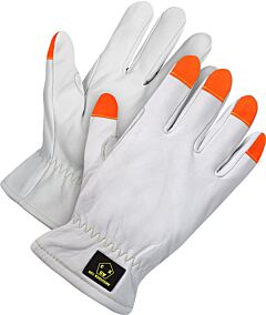 Bob Dale Gloves 20-1-1891-L Goatskin Driver Gloves Cut Resistant Liner Hi-Viz Fingertips, Size Large