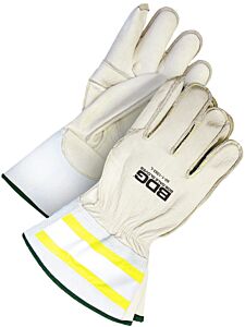 Bob Dale Gloves 60-1-1283-X2L Water Repellent Grain Cowhide Utility Gloves Hi-Viz 3 In Cuff, Size 2X-Large