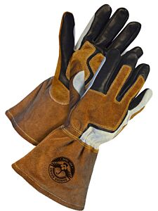 Bob Dale Gloves 60-9-1942-M Gander Mig Welder Grain Black / Split Brown Cow Fleece Lined, Size Medium