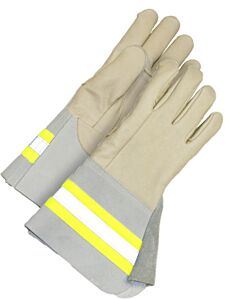 Bob Dale Gloves 63-9-1265Fr-9 Premium Grain Leather Reflective Stripe Sewn Utility Glove, Size 9/Large