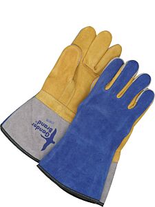 Bob Dale Gloves 64-1-1167B Welding Gloves Tig Reverse Grain Deerskin Palm Blue/Gold