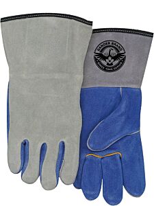Bob Dale Gloves 64-9-666B-7 Welding Mitt Split Leather Blue/Grey Fully Lined, Size 7/Small