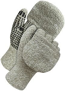 Bob Dale Gloves 80-9-2001-L 7 Gauge Double Layered Merino Wool Half-Finger Mitt, Size Large