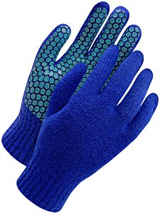 Bob Dale Gloves 80-9-2010-M Rag Wool Blue With Blue Palm Grip, Size Medium