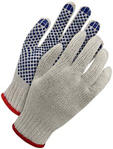 Bob Dale Gloves 80-9-2035-L Poly/Cotton Natural With Blue Palm Grip, Size Large