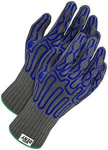 Bob Dale Gloves 99-1-4007-11 7 Gauge Seamless Knit Grey W/Blue Silicon Grip, Size 11/2X-Large