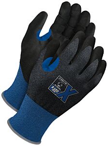 Bob Dale Gloves 99-1-9591-7 Navy 21G Seamless Knit Cut Resistant Black Pu Palm With Touchscreen, Size 7/Small