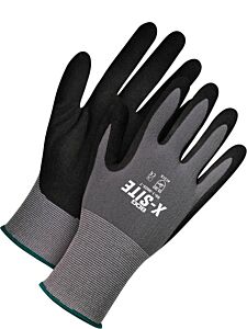 Bob Dale Gloves 99-1-9605-6 Seamless Knit Grey Nylon 15G Black Nft Palm, Size 6/X-Small