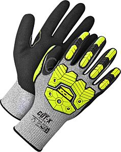 Bob Dale Gloves 99-1-9790-8 Seamless Knit Hppe Cut Resistant Hi-Viz Yellow Impact Prote, Size 8/Medium