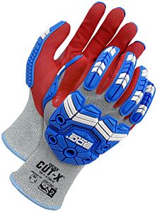 Bob Dale Gloves 99-1-9796-10 18G Grey Hppe Red Sandy Nitrile Padded Palm Impact, Size 10/X-Large