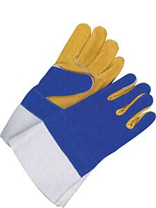 Bob Dale Gloves 60-1-887 Welding Gloves Split Leather Gauntlet Kevlar Sewn Blue/Gold
