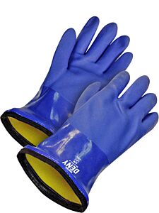 Bob Dale Gloves 99-9-821Bd Coated Pvc Triple Coated Gauntlet Boa Lined Blue Beaded Cuff