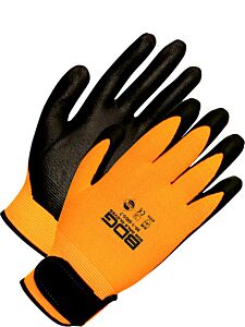 Bob Dale Gloves 99-1-9855 Seamless Knit Orange Hi-Viz Nylon Black Bi-Polymer Palm