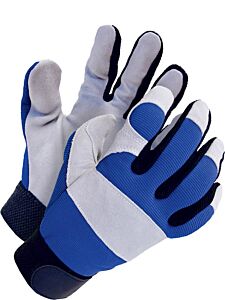 Bob Dale Gloves 20-1-1200 Mechanics Gloves Split Leather Palm Blue/Grey