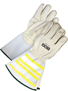 Bob Dale Gloves 60-1-1280 Water Repellent Grain Cowhide Utility Gloves Hi-Viz Gauntlet