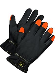 Bob Dale Gloves 20-1-10761 Oil Resist Goatskin Driver Gloves Cut Resistant Liner Hi-Viz Fingers