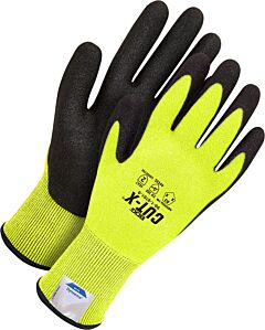 Bob Dale Gloves 99-1-9761 Seamless Knit Dyneema Cut Resistant Hi-Viz Yellow Pufoam Pal
