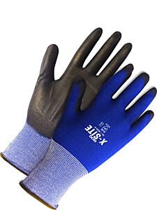 Bob Dale Gloves 99-1-9865 Blue Fine Knit 18G Nylon Black Polyurethane Palm