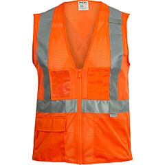 Reflective Apparel 508Sx-Or-Lg Class 2 Seven Pocket Mesh Breakaway Vest With X-Back, Orange, Size Large