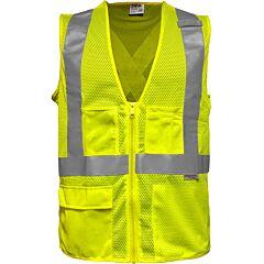 Reflective Apparel 508Sx-Lm-Sm Class 2 Seven Pocket Mesh Breakaway Vest With X-Back, Yellow, Size Small