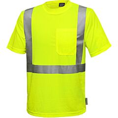 Reflective Apparel 102St-Lm-3T Class 2 Short Sleeve Moisture Wicking T-Shirt With Upf 35 Sun Protection, Yellow, Size 3X-Large/Tall