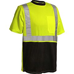 Reflective Apparel 102St-Lb-5X Class 2 Short Sleeve Moisture Wicking T-Shirt With Upf 35 Sun Protection, Yellow/Black, Size 5X-Large