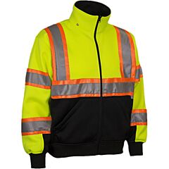 Reflective Apparel 602Cx-Lb-4X Class 3 Two-Tone Full Zip Hooded Sweatshirt With Black Bottom And Removable Hood, Yellow/Black, Size 4X-Large