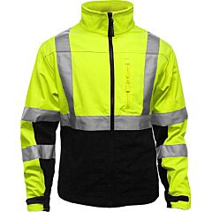 Reflective Apparel 451St-Lb-3X Class 3 Black Bottom Soft Shell Jacket With Brushed Fleece Lining, Yellow/Black, Size 3X-Large