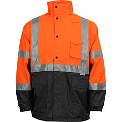 Reflective Apparel 431St-Ob-Xl Class 3 Two-Tone Waterproof And Breathable 3-Seasons Parka, Orange/Black, Size X-Large