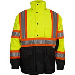 Reflective Apparel 431Cs-Lb-4X Class 3 Two-Tone Waterproof And Breathable 3-Seasons Parka With Black Bottom, Yellow/Black, Size 4X-Large