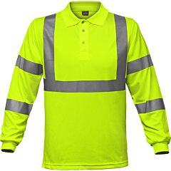 Reflective Apparel 314St-Lm-6X Class 3 Long Sleeve Moisture Wicking Polo Shirt With Upf 35 Sun Protection, Yellow, Size 6X-Large