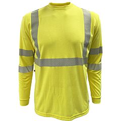Reflective Apparel 205Frgs-Lm-Xl Class 3 Ar/Fr Crew Neck Long Sleeve T-Shirt, Yellow, Size X-Large