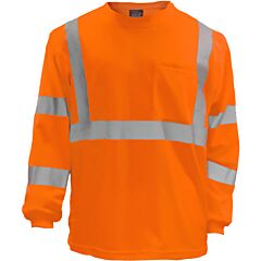 Reflective Apparel 204St-Or-Sm Class 3 Long Sleeve Moisture Wicking T-Shirt With Upf 35 Sun Protection, Orange, Size Small