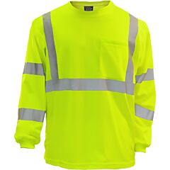 Reflective Apparel 204St-Lm-6T Class 3 Long Sleeve Moisture Wicking T-Shirt With Upf 35 Sun Protection, Yellow, Size 6X-Large/Tall