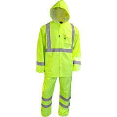 Reflective Apparel 402St-Lm-Sm Two-Piece Rainsuit Set, Yellow, Size Small
