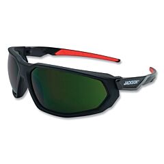 Jackson Safety 45102 Hyperguard Safety Glasses, 5 Ir Lens, Polycarbonate, Anti-Fog, Black Full Frame, Red Temple