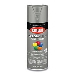 Krylon K05513007 Colormaxx Paint + Primer Spray Paint, 12 Oz, Classic Gray, Gloss