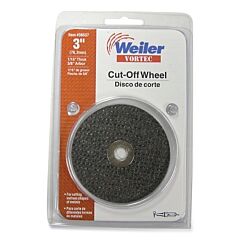 Weiler 36537 Vortec Pro® Cut-Off Wheel, 3 In Dia, 1/16 In Thick, 3/8 In Arbor, 36 Grit, Aluminum Oxide