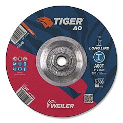 Weiler 57048 Tiger® Ao Cutting Wheel, 7 In Dia X 0.060 In Thick, 5/8 In-11 Unc Arbor, A60T, Type 27