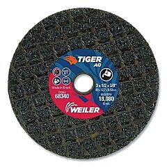 Weiler 68340 Tiger® Snagging Wheel, 3 In Dia X 1/2 In Thick X 3/8 In Arbor, 14 Grit, Aluminum Oxide, Type 1, 10 Ea/Bx