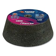 Weiler 68400 Tiger® Flaring Cup Wheel, 6 In/4-3/4 In Dia X 2 In Thick X 5/8 In-11 Arbor, 1-1/2 In Rim, 16 Grit, Cer, Type 11, 5 Ea/Bx