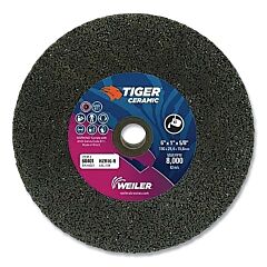 Weiler 68401 Tiger® Snagging Wheel, 6 In Dia X 1 In Thick X 5/8 In Arbor, 16 Grit, Zirconia Alumina, Type 1, 5 Ea/Bx