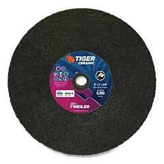 Weiler 68402 Tiger® Snagging Wheel, 8 In Dia X 1 In Thick X 5/8 In Arbor, 16 Grit, Zirconia Alumina, Type 1, 5 Ea/Bx
